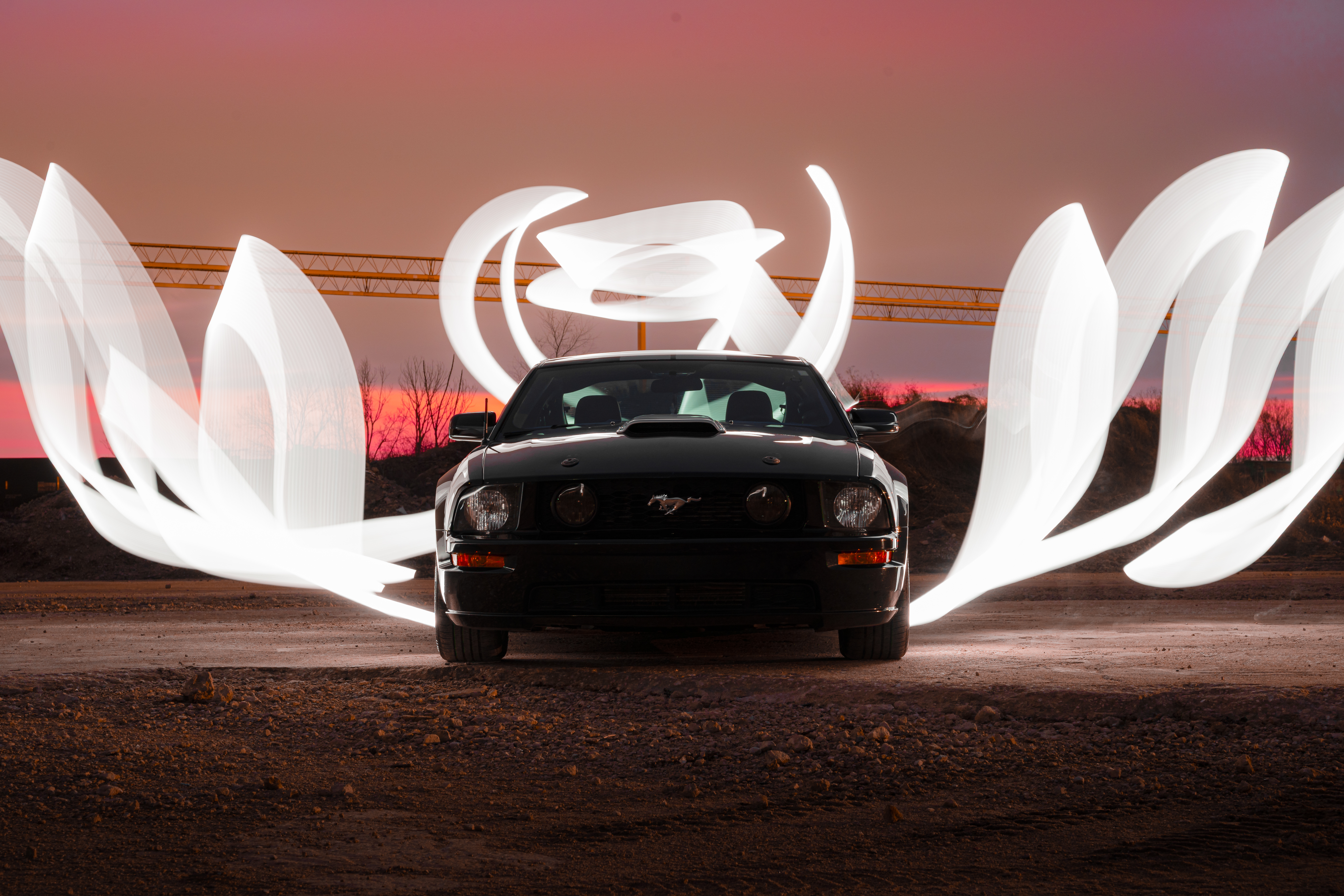 2007 Shelby GT with light painting at dusk